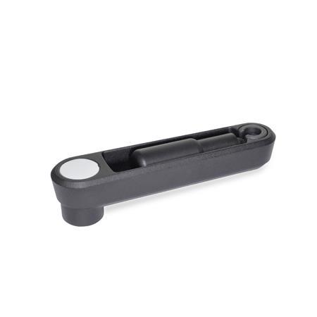 Otto Ganter Cranked Handle with Retractable Handle Aluminum Retractable Mechanism Steel, GN 472.3